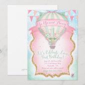 Invitation Anniversaire chaud Lucy de ballon à air de (Devant / Derrière)