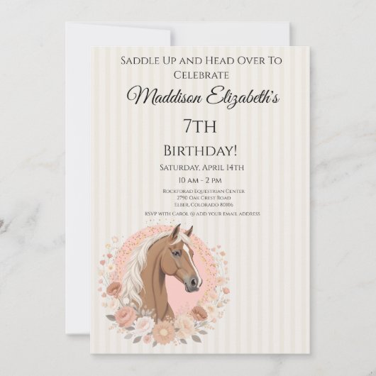 Invitation Anniversaire Cheval (Devant)
