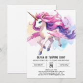 Invitation Anniversaire Cheval Modifiable Pastel (Devant / Derrière)