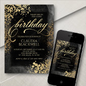 Invitation Anniversaire Chic Black Gold