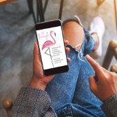 Invitation Anniversaire Chic Cute Aquarelle Joli Flamant rose