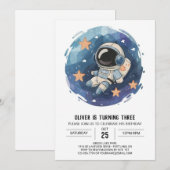 Invitation Anniversaire Chic de l'astronaute cosmique extérie (Devant / Derrière)