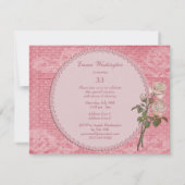 Invitation Anniversaire chic minable de perles et de roses de (Dos)