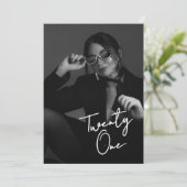 Invitation Anniversaire Chic Noir & Blanc Moderne 21 (Debout devant)