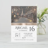 Invitation Anniversaire Chic Paris Tour Eiffel Gold (Debout devant)