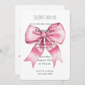 Invitation Anniversaire Chic Pretty Rose Bow (Devant / Derrière)