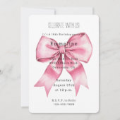 Invitation Anniversaire Chic Pretty Rose Bow (Devant)