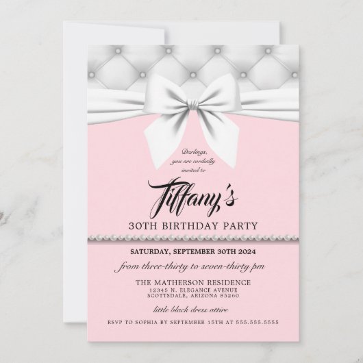 Invitation Anniversaire Chic Tiffany rose pâle (Devant)