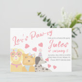 Invitation Anniversaire Chien Paw-ty Coeurs de fête Valentine (Debout devant)