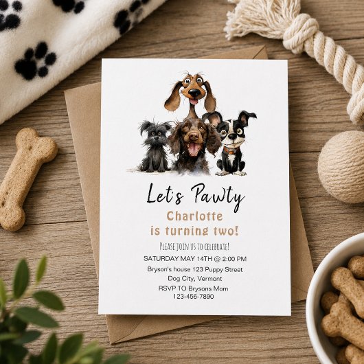 Invitation Anniversaire Chiens Faisons la Fête