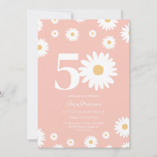 Invitation Anniversaire Cinquante Ans Fleur Retro
