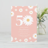 Invitation Anniversaire Cinquante Ans Fleur Retro (Debout devant)