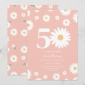 Invitation Anniversaire Cinquante Ans Fleur Retro (Devant / Derrière)