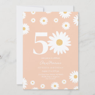 Invitation Anniversaire Cinquante Ans Fleur Retro