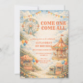 Invitation Anniversaire Cirque Carnaval Vintage (Devant)