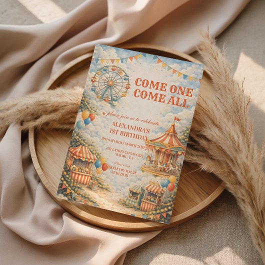 Invitation Anniversaire Cirque Carnaval Vintage