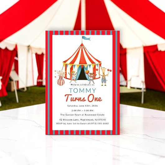 Invitation Anniversaire Cirque Chapiteau Rouge Ble