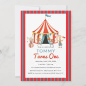 Invitation Anniversaire Cirque Chapiteau Rouge Ble (Devant)