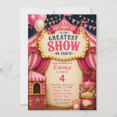 Invitation Anniversaire Cirque Rose (Devant)