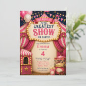 Invitation Anniversaire Cirque Rose (Debout devant)