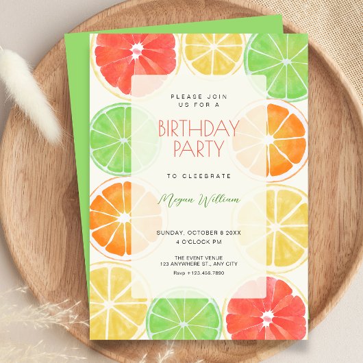 Invitation Anniversaire citron coloré