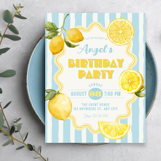 Invitation Anniversaire citron frais d'été