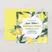 Invitation Anniversaire Citrons et Fleurs (Devant / Derrière)