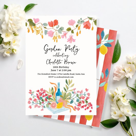Invitation Anniversaire Citrons et Vin