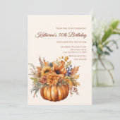 Invitation Anniversaire-Citrouille avec Fleurs- (Debout devant)