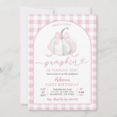 Invitation Anniversaire Citrouille de l'arc rose Preppy (Devant)