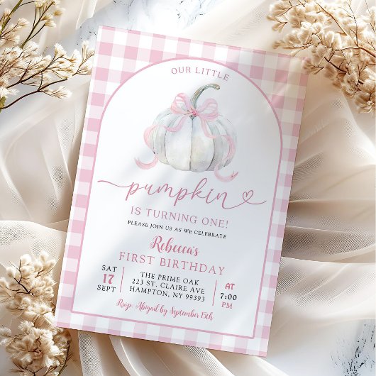 Invitation Anniversaire Citrouille de l'arc rose Preppy