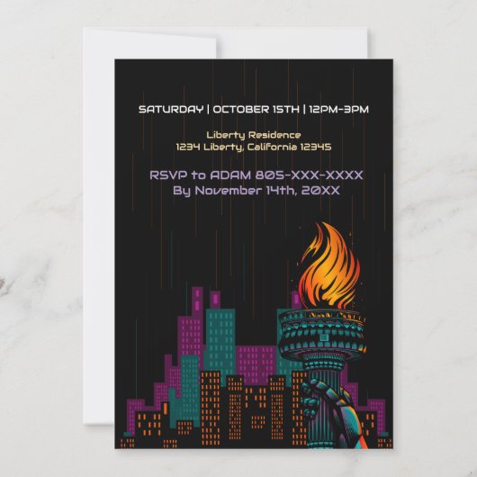 Invitation Anniversaire clair de Liberty (Dos)