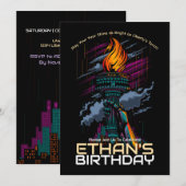 Invitation Anniversaire clair de Liberty (Devant / Derrière)