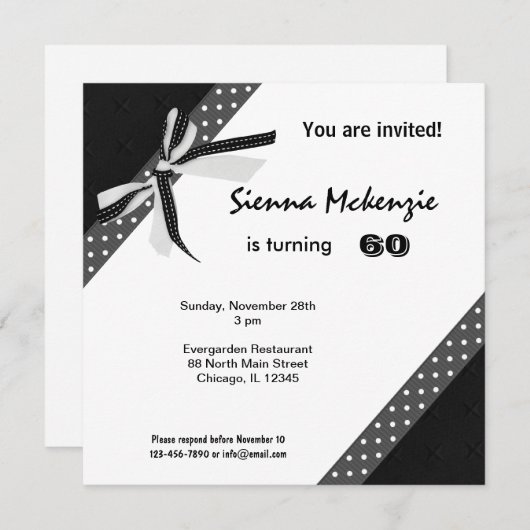 Invitation Anniversaire classique (Devant / Derrière)