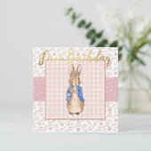 Invitation Anniversaire classique de lapin 1 an (Debout devant)