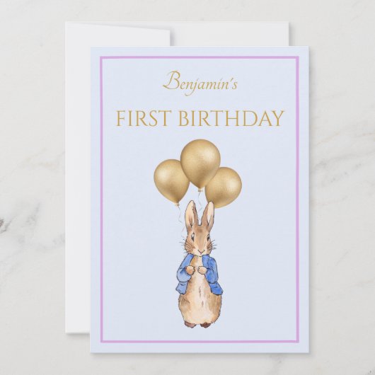 Invitation Anniversaire classique de lapin d'un an (Devant)