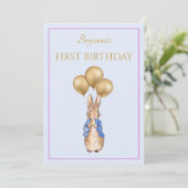 Invitation Anniversaire classique de lapin d'un an (Debout devant)