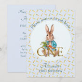 Invitation Anniversaire classique de lapin d'un an (Devant / Derrière)