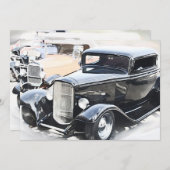 Invitation Anniversaire classique de voitures (Devant / Derrière)