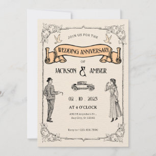 Invitation Anniversaire classique du mariage vintage