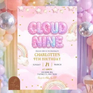 Invitation Anniversaire Cloud Nine pastel rose