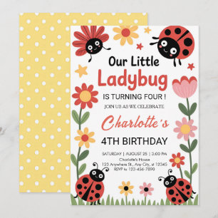 Invitation Anniversaire coccinelle florale