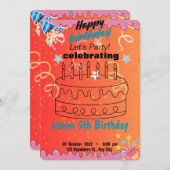 Invitation anniversaire coloré (Devant / Derrière)