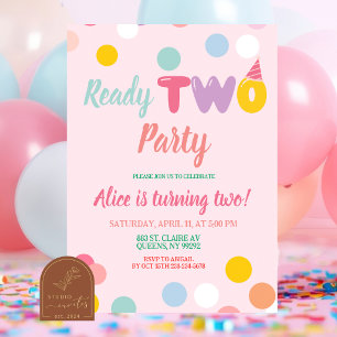 Invitation Anniversaire Coloré au Pastel Temps DEUX fête