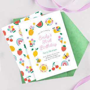 Invitation Anniversaire Coloré de 1 an d'Été Amusant d'être U