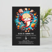 Invitation Anniversaire coloré de Axolotl Boho (Debout devant)