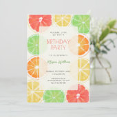 Invitation Anniversaire coloré de citron (Debout devant)