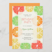 Invitation Anniversaire coloré de citron (Devant / Derrière)