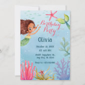 Invitation Anniversaire coloré de la petite sirène (Devant)