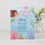 Invitation Anniversaire coloré de la petite sirène (Debout devant)